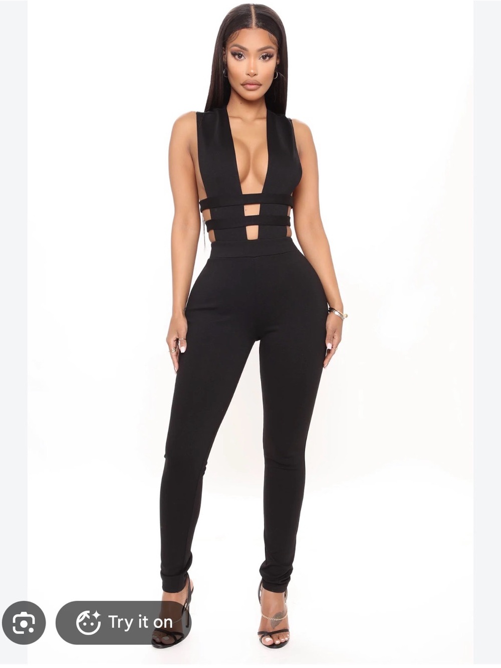 Fashion Nova Black Strappy Cutout Jumpsuit